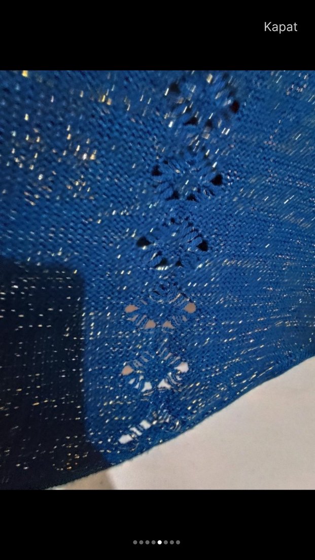 Kadın Mavi V Yaka Örgü Kazak - Görsel 5