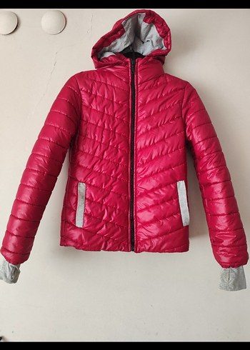 Kpırmızı Kapüşonlu Kadın Kışlık Ceket - Görsel 3