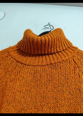 Kinitwert :Turuncu Boğazlı Örgü Kadın Kazak - Görsel 3