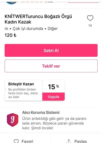 Kinitwert :Turuncu Boğazlı Örgü Kadın Kazak - Görsel 8