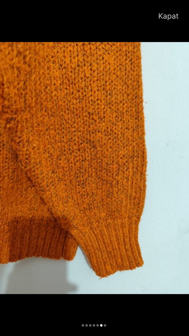 Kinitwert :Turuncu Boğazlı Örgü Kadın Kazak - Görsel 5