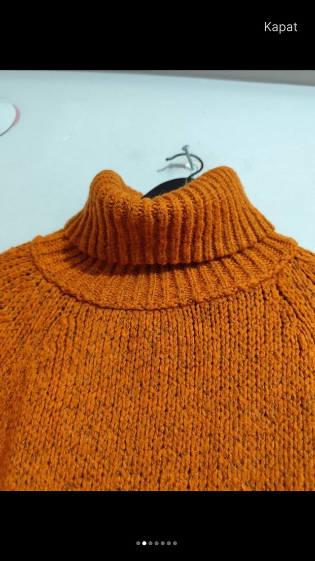 Kinitwert :Turuncu Boğazlı Örgü Kadın Kazak - Görsel 3