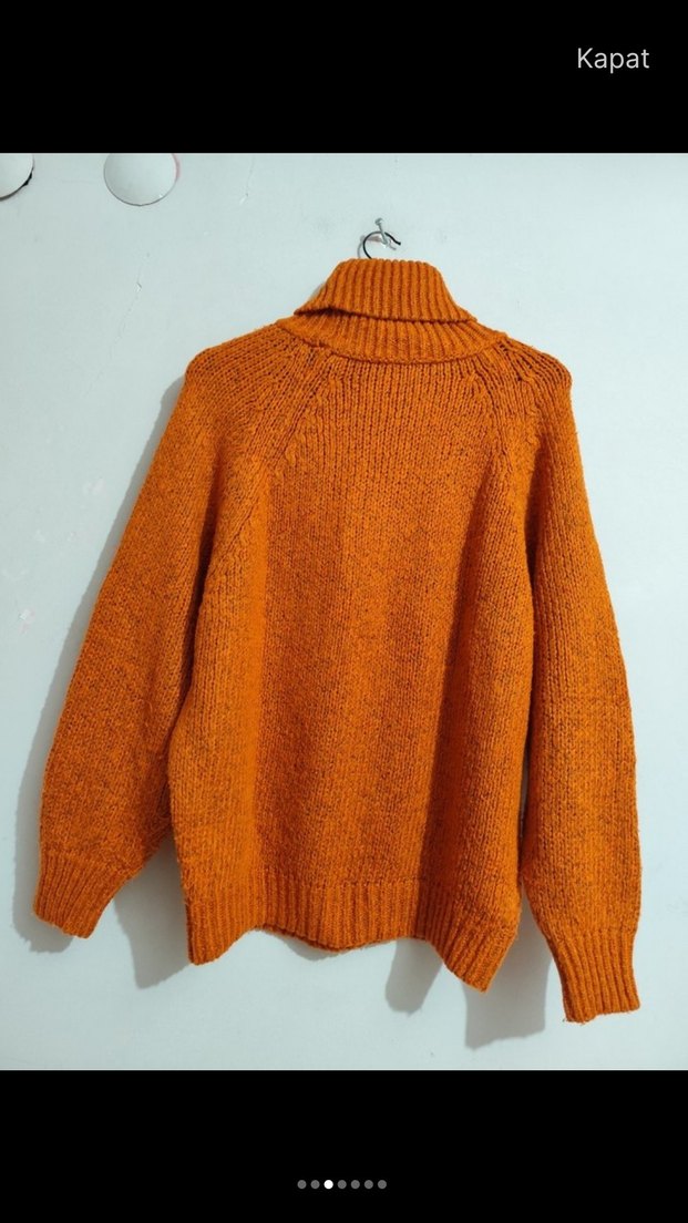 Kinitwert :Turuncu Boğazlı Örgü Kadın Kazak - Görsel 2