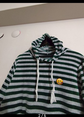 Addax Yeşil Çizgili Kapüşonlu Sweatshirt - Görsel 3