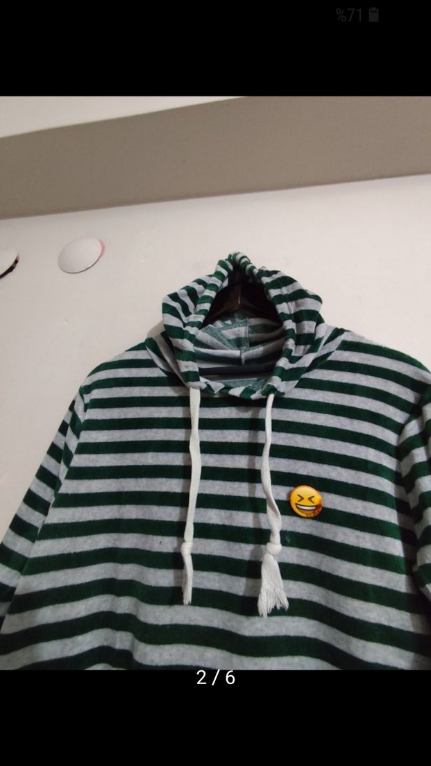 Addax  Yeşil Çizgili Kapüşonlu Sweatshirt - Görsel 3