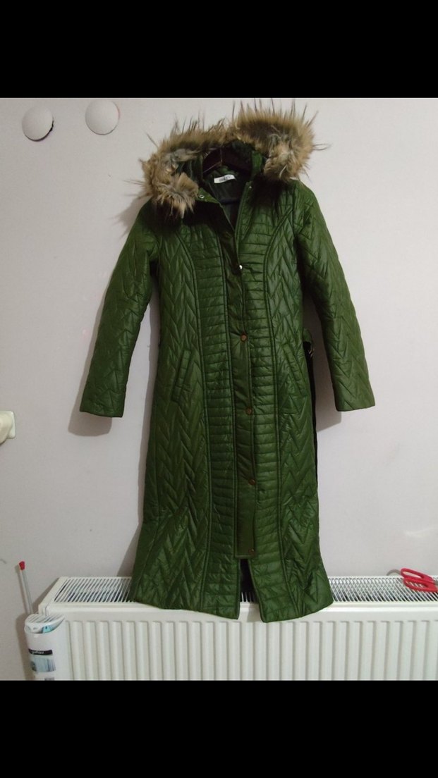 Meri: Kadın Yeşil Uzun Kürklü Kış Kabanı - Görsel 3