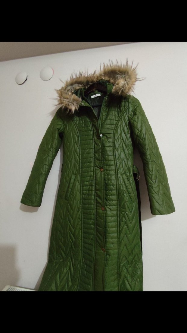 Meri: Kadın Yeşil Uzun Kürklü Kış Kabanı - Görsel 2