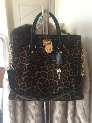 Michael Kors Hamilton Leopard Haircalf Large Tote