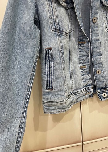 Düğmeli Kadın Mavi Denim Ceket - Görsel 2