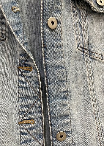 Düğmeli Kadın Mavi Denim Ceket - Görsel 5