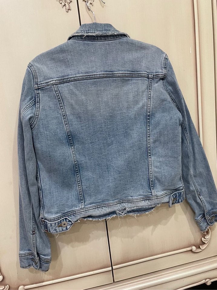 Düğmeli Kadın Mavi Denim Ceket - Görsel 4