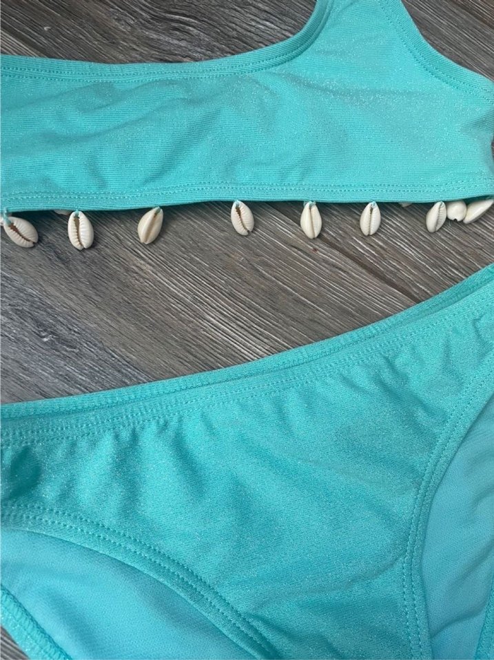 Boncuklu Turkuaz Bikini - Görsel 2