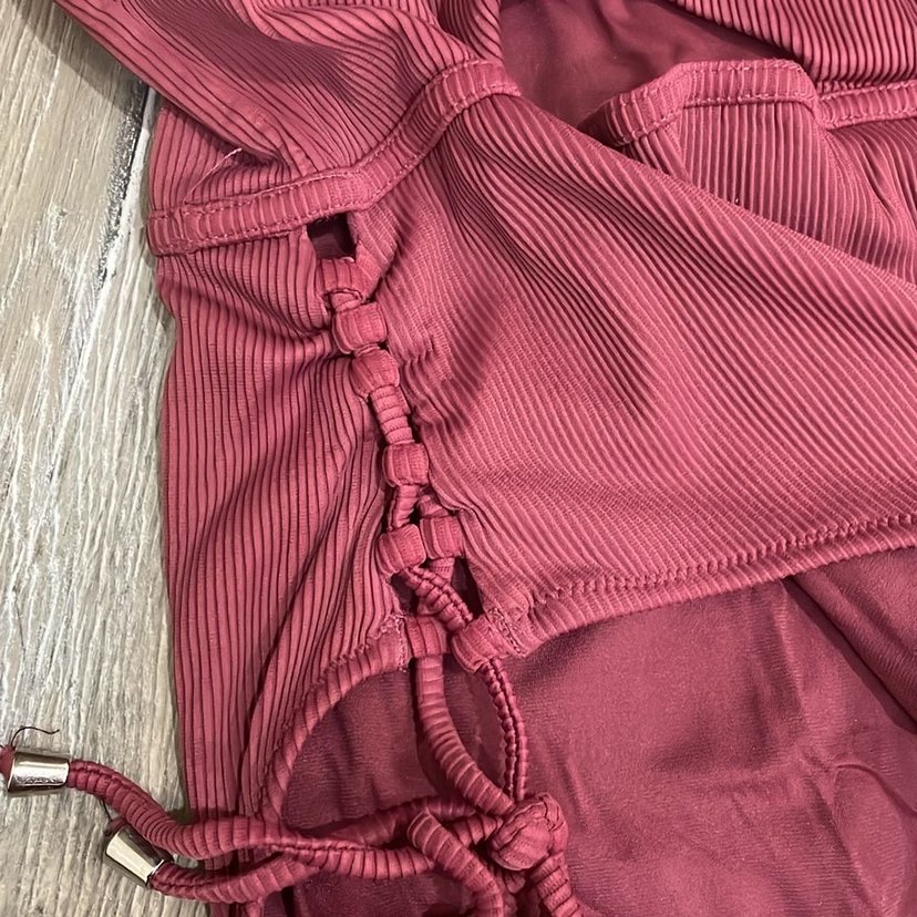 Bordo Drapeli Midi Strappy Mayo - Görsel 3