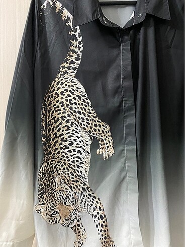 xl Beden Renk Geçişli Leopar Gömlek
