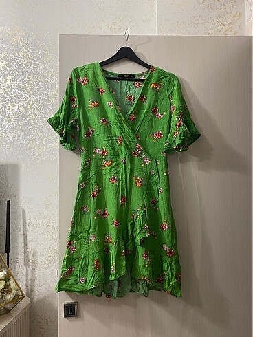 Yeşil Çiçekli mini elbise