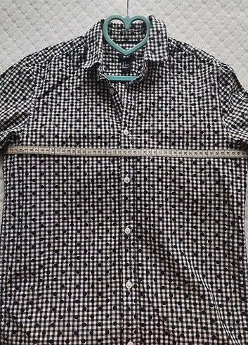 36 Beden H&M ekoseli puantiyeli gömlek 