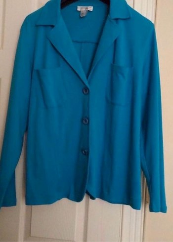 Düğmeli Mavi Kadın Blazer Ceket