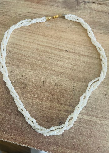 Beyaz Boncuklu Bohem Midi Kolye - Görsel 2