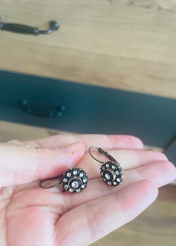 Kahverengi Vintage Boncuklu Midi Küpe - Görsel 3