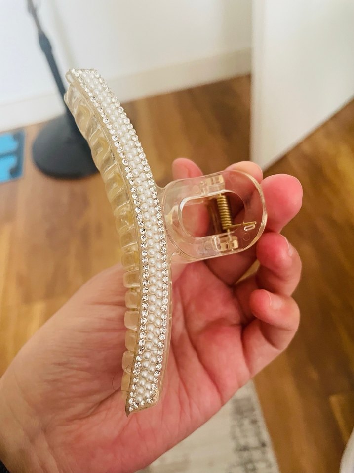 Şeffaf üzeri beyaz taşlı  Saç Aksesuarı - Görsel 2