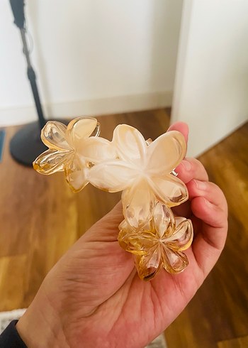 Şeffaf Bej Çiçekli Bohem Saç Tokası - Görsel 3