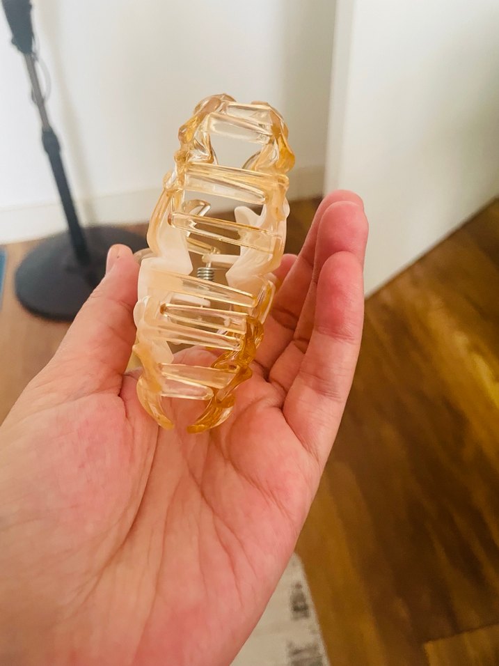 Şeffaf Bej Çiçekli Bohem Saç Tokası - Görsel 2