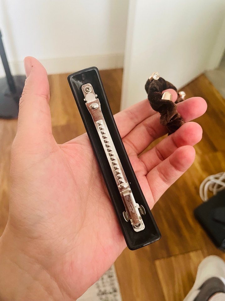 Koyu Kahverengi Süet Lastikli Saç Tokası ve siyah toka - Görsel 3