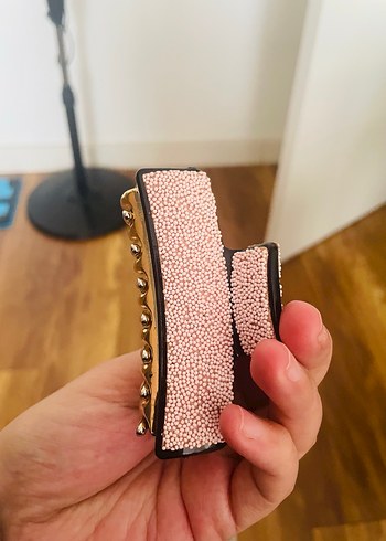 Pembe Deri Tokalı Saç Tokası - Görsel 2