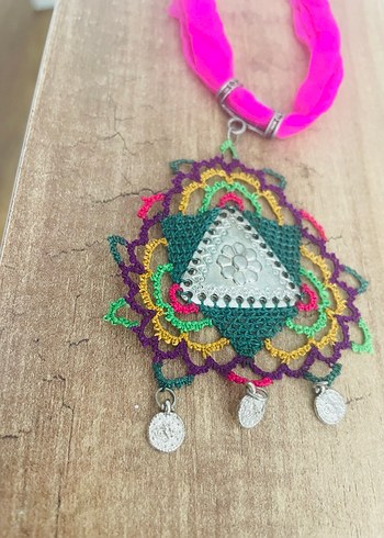 Renkli Nakışlı Uzun Bohem Kolye - Görsel 2