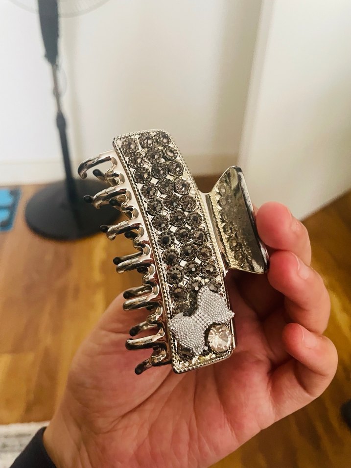 Metal Tokalı Gri Saç Tokası - Görsel 4