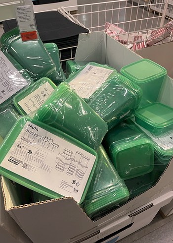 Ikea PRUTA Yeşil Plastik Saklama Kabı Seti - Görsel 5