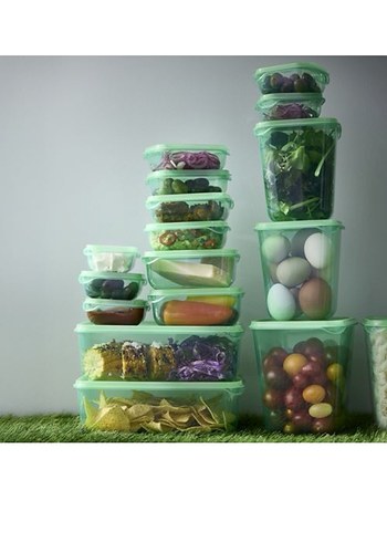 Ikea PRUTA Yeşil Plastik Saklama Kabı Seti - Görsel 3