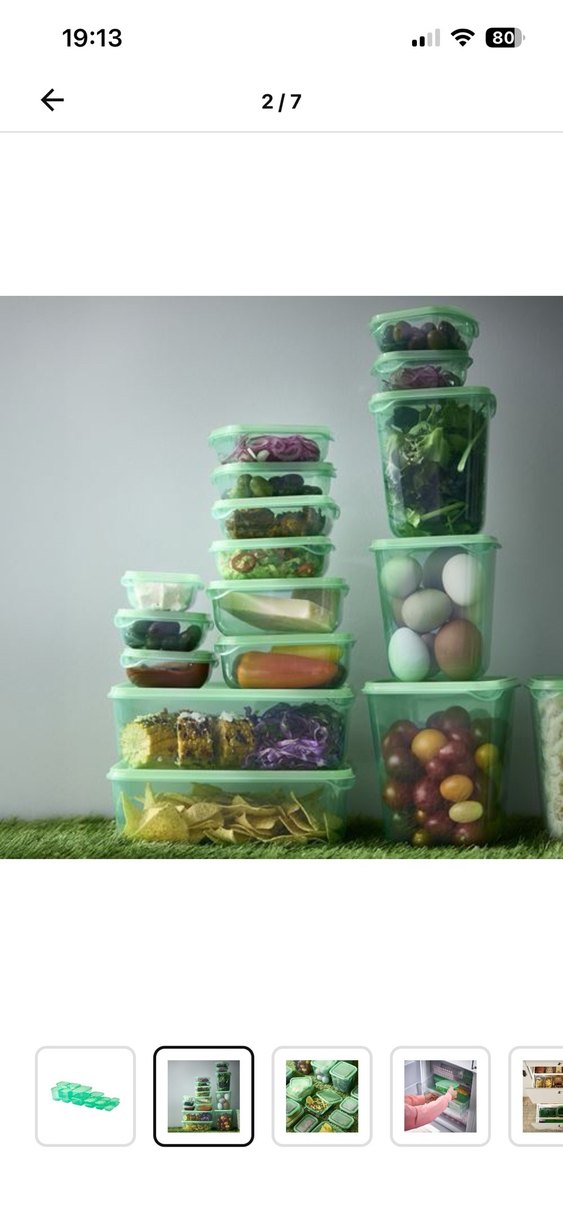 Ikea PRUTA Yeşil Plastik Saklama Kabı Seti - Görsel 3