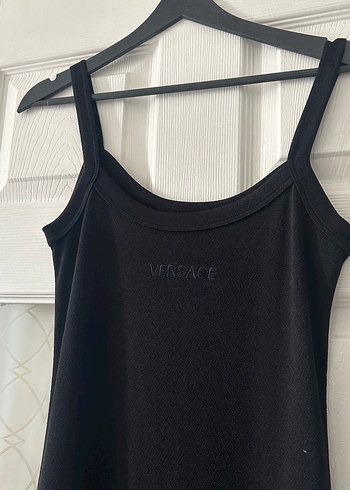 Versace Siyah Midi Askılı Günlük Elbise