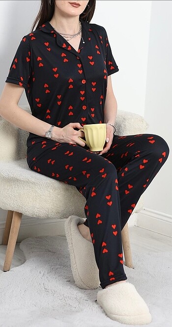 Viscon düğmeli pijama