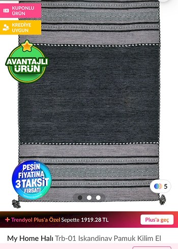 Diğer Bohem Gri Desensiz Halı 230x180 ölçüsünde