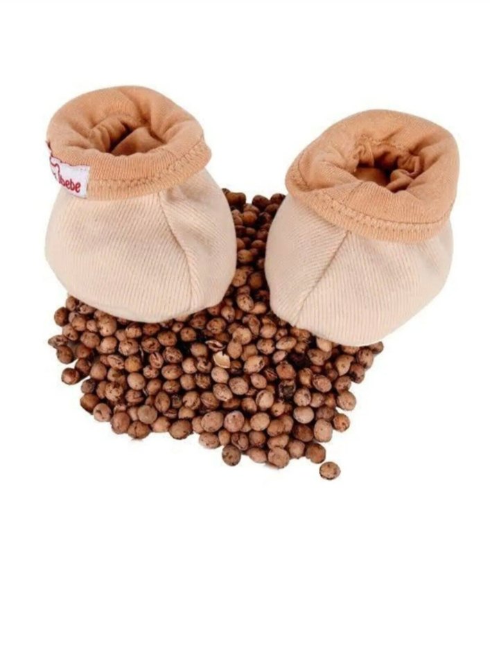 Sevi Bebe Bej Kiraz Çekirdekli Bebek Patik - Görsel 2