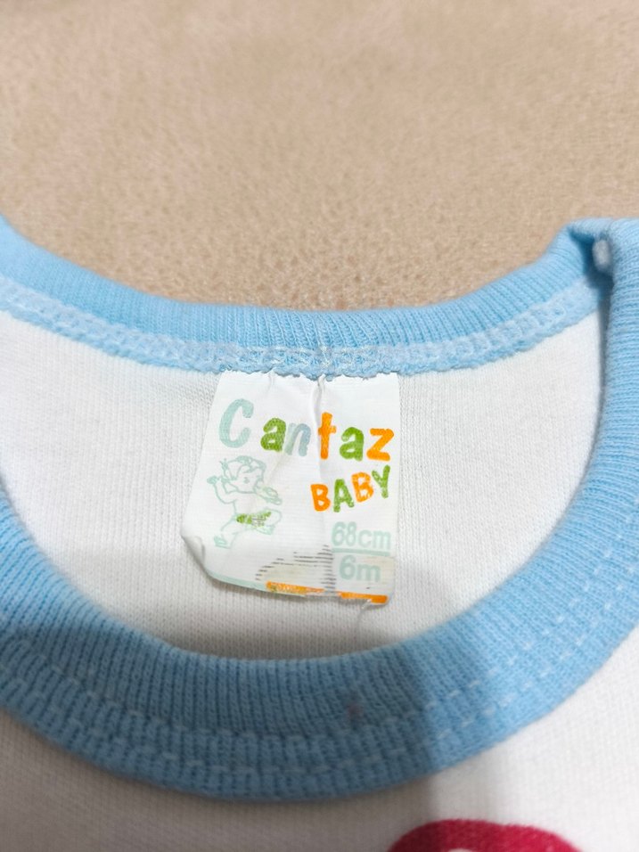 Beyaz Mavi Kenarlı Erkek Bebek Kolsuz Body - Görsel 2