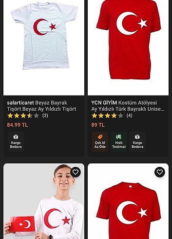 11-12 Yaş Beden Ay yıldızlı tişört ay yıldızlı tişört
