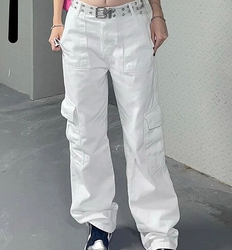 beyaz kargo pantolon