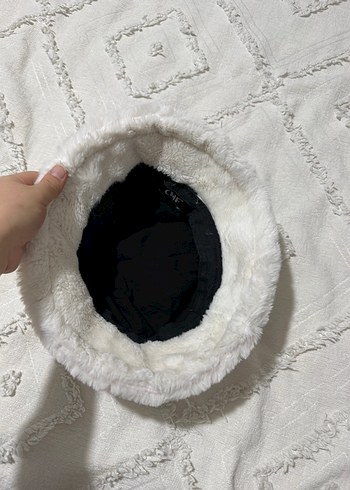 Beyaz Kadın Peluş Şapka - Görsel 4