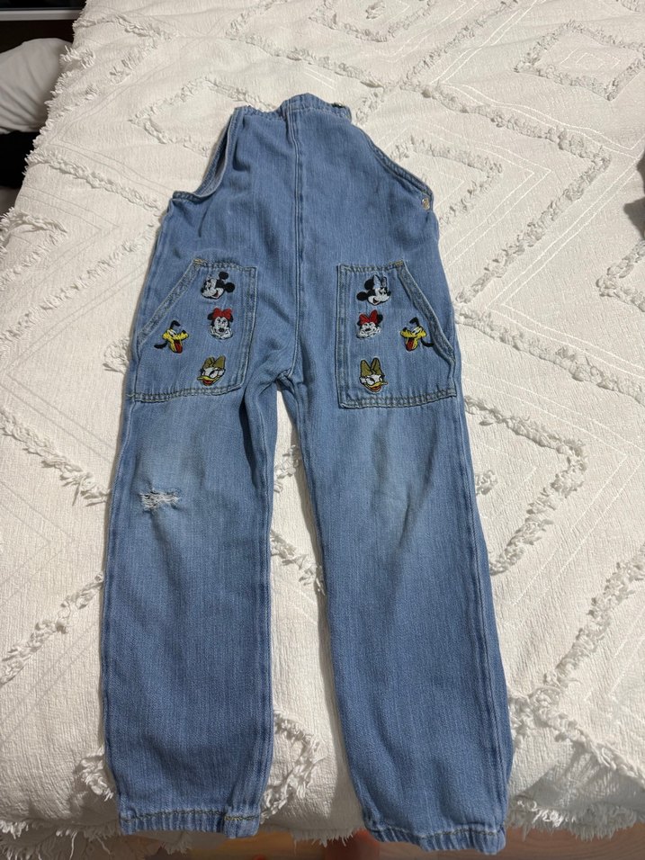 Kız Kot Tulum İşlemeli Düğmeli Bol Kesim - Görsel 3