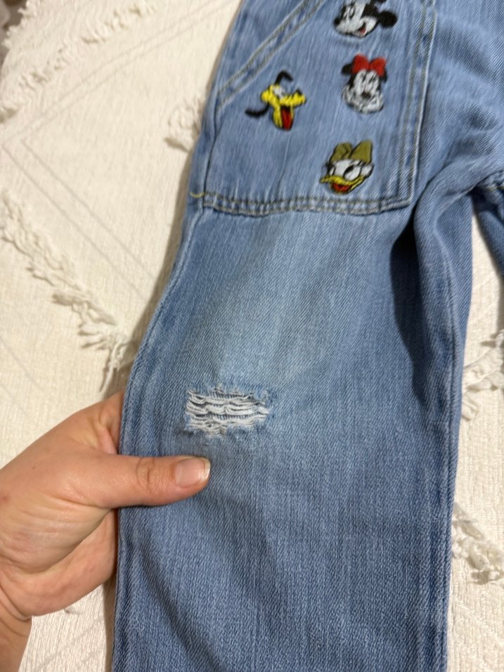 Kız Kot Tulum İşlemeli Düğmeli Bol Kesim - Görsel 5