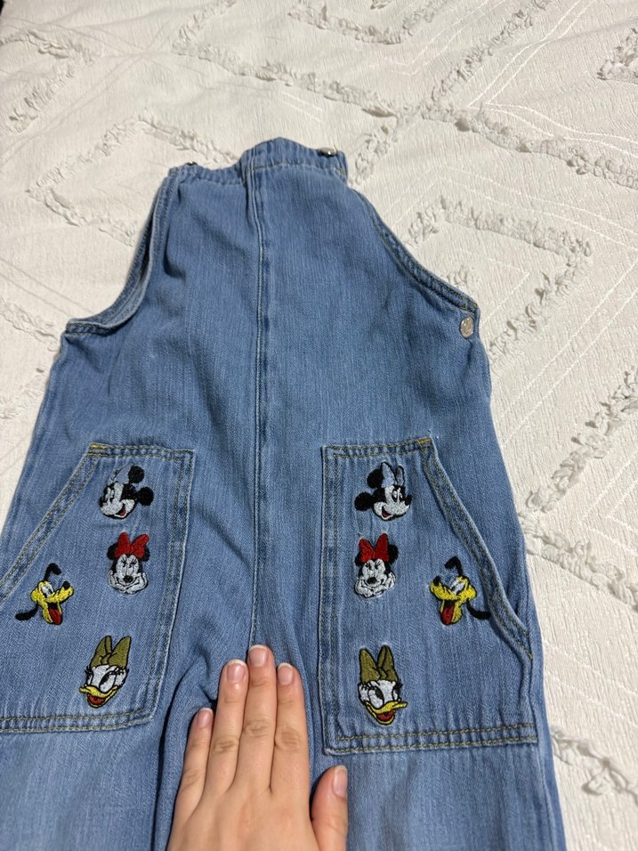 Kız Kot Tulum İşlemeli Düğmeli Bol Kesim - Görsel 2