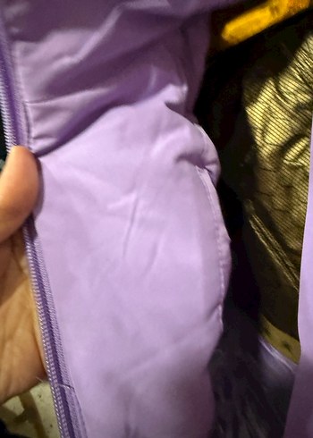 Mor ve Gri Kadın Ceket, Fermuarlı, Yüksek Yakalı - Görsel 3