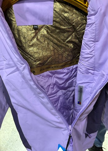 Mor ve Gri Kadın Ceket, Fermuarlı, Yüksek Yakalı - Görsel 2