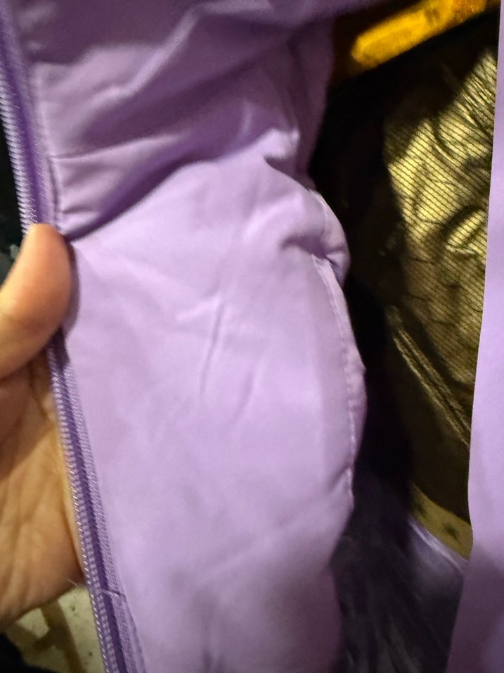 Mor ve Gri Kadın Ceket, Fermuarlı, Yüksek Yakalı - Görsel 3