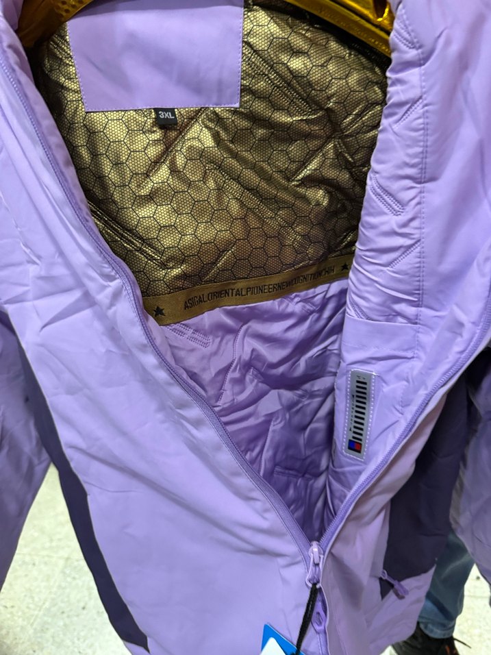 Mor ve Gri Kadın Ceket, Fermuarlı, Yüksek Yakalı - Görsel 2