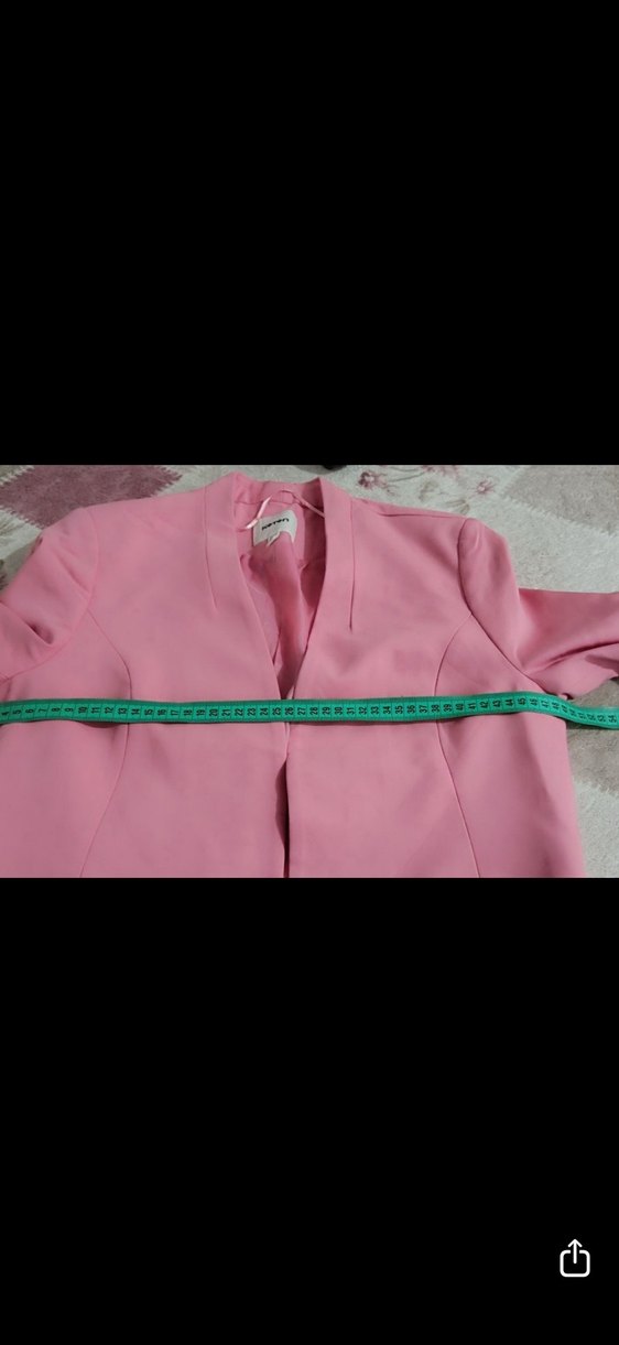 Pembe Midi Kadın Blazer Ceket - Görsel 2