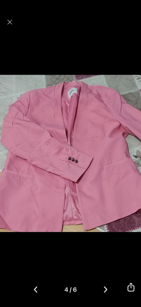 Pembe Midi Kadın Blazer Ceket - Görsel 3